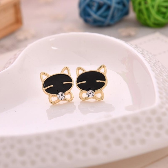 Jewelry - Black Cat Stud Earrings